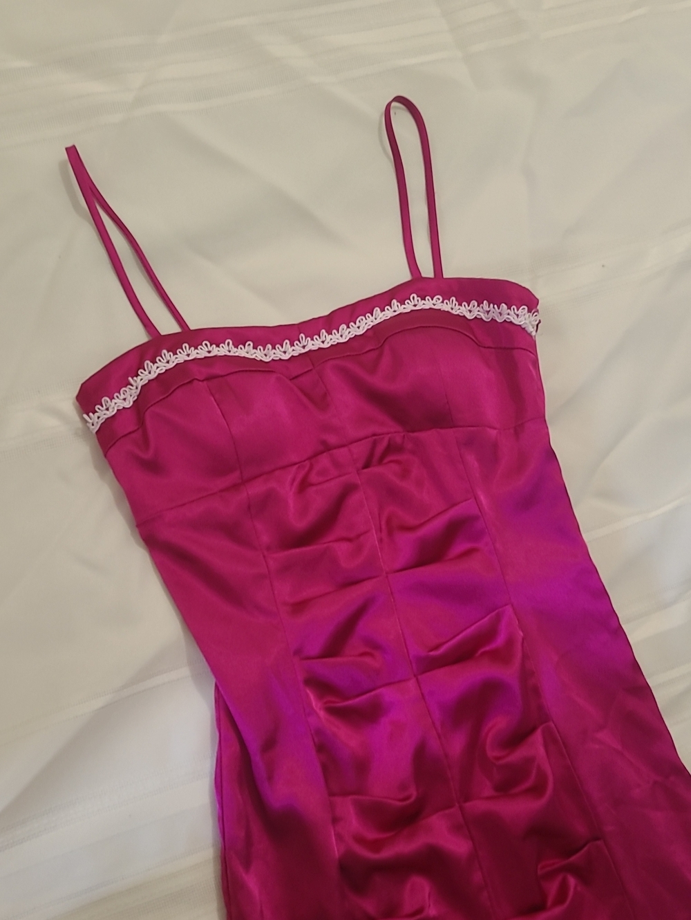 Morgan & Co. Hot Pink Satin Label Detail Top Y2K